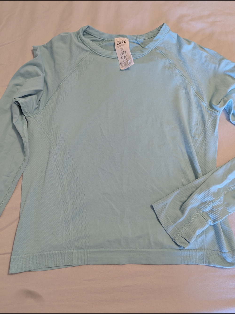 Athleta Girl Light Aqua Long Sleeve Athletic Top